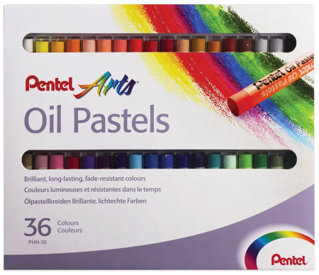 Pentel Arts Oil Pastels - Assorted Colours (Pack of 36)