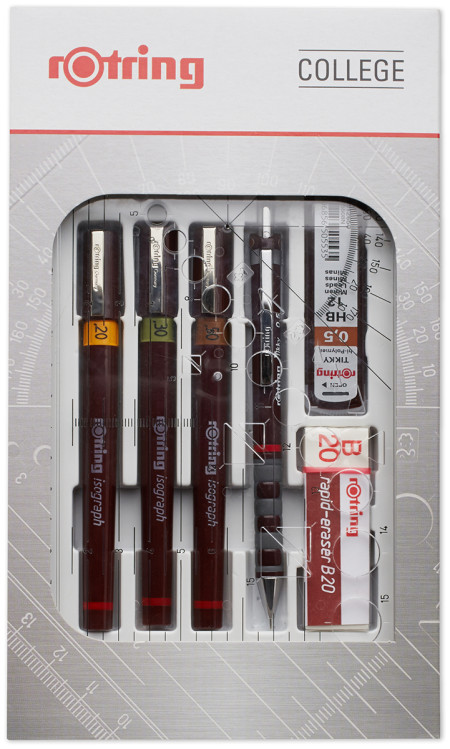 Rotring Isograph Technical Pen College Set - 0.2mm, 0.4mm, 0.6mm, Set of 3