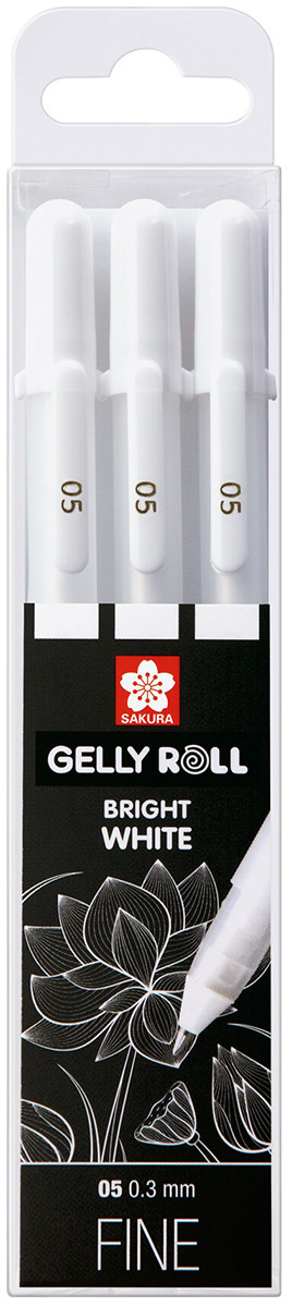 Sakura Gelly Roll Basic Gel Pens - 0.5mm - White Set (Pack of 3)