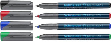 Schneider Maxx 220 Permanent Markers - Superfine - Assorted Colours (Pack of 4)