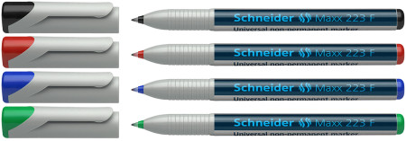 Schneider Maxx 223 Non-Permanent Markers - Fine - Assorted Colours (Pack of 4)