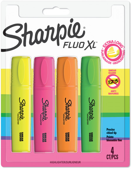 Sharpie Clearview Stick Highlighters - Assorted Colours (Blister of 4)