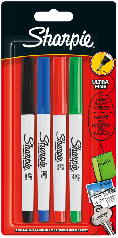 Sharpie Ultra Fine Marker Pen - Assorted Colours (Pack of 4)