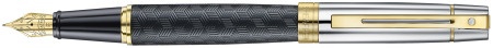 Sheaffer 300 Fountain Pen - Engraved Matte Black and Chrome with Gold Trim