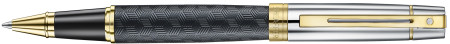 Sheaffer 300 Rollerball Pen - Engraved Matte Black and Chrome with Gold Trim