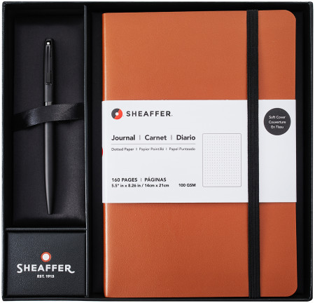 Sheaffer Reminder Ballpoint Pen - Black Lacquer with Free Tan Journal