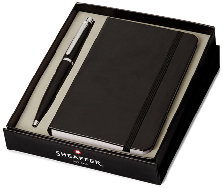 Sheaffer VFM Ballpoint Pen Gift Set - Matte Black Chrome Trim with A5 Notebook