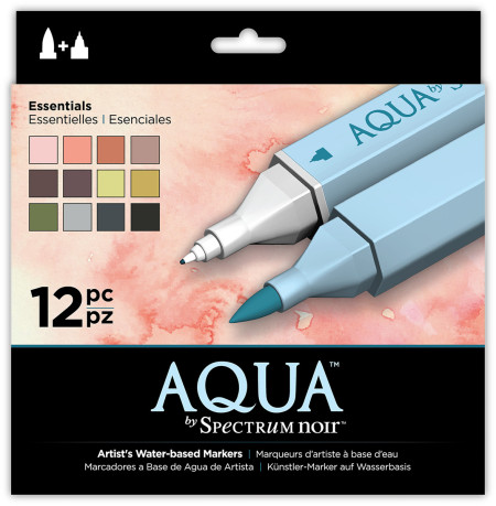 Spectrum Noir Aqua Watercolour Markers - Essentials (Pack of 12)