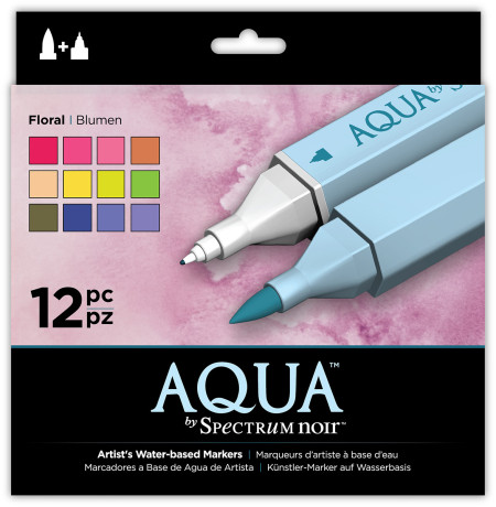 Spectrum Noir Aqua Watercolour Markers - Floral (Pack of 12)