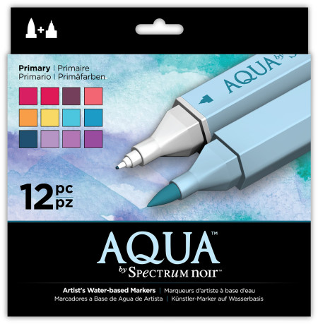 Spectrum Noir Aqua Watercolour Markers - Primary (Pack of 12)