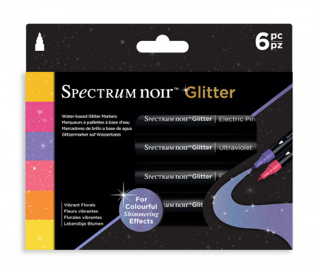 Spectrum Noir Glitter Markers - Vibrant Florals (Pack Of 6)