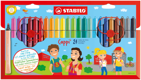 STABILO Cappi Fibre Tip Pens - Assorted Colours (Pack of 24)