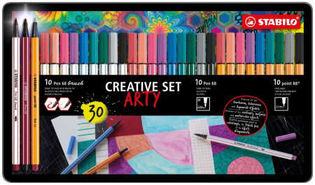 STABILO Creative Pen Set - ARTY - Tin of 30 - Assorted Colours