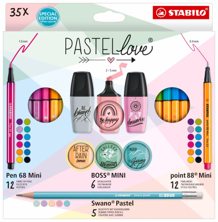 STABILO Pastelove Pen Set - Pack of 35 - Assorted Colours