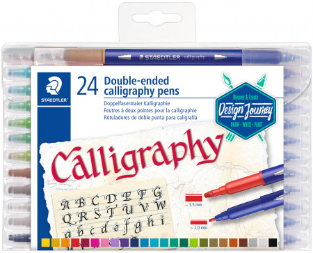 Staedtler Double Ended Calligraphy Pen - Assorted Colours (Pack of 24)