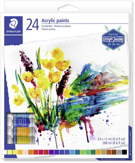 Staedtler Design Journey Acrylic Paints - Assorted Colours (Pack of 24)