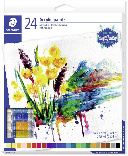 Staedtler Design Journey Acrylic Paints - Assorted Colours (Pack of 24)