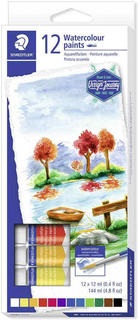 Staedtler Design Journey Watercolour Paints - Assorted Colours (Pack of 12)