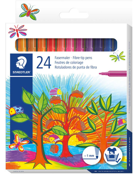 Staedtler Fibre Tip Pens - Assorted Colours (Pack of 24)