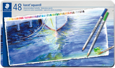Staedtler Karat Aquarell Watercolour Pencils - Assorted Colours (Tin of 48)
