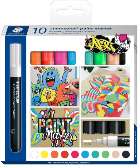 Staedtler Lumocolor Paint Markers - Assorted Colours (Pack of 10)