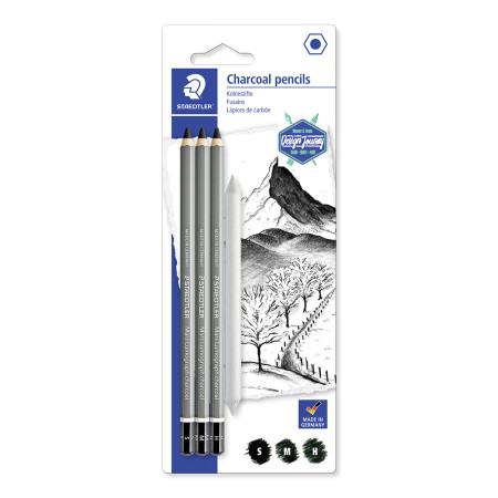 Staedtler Lumograph Charcoal Pencil - Assorted Grades (Pack of 3)