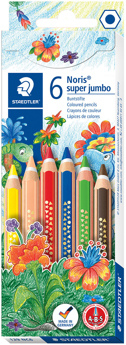 Staedtler Noris Club Super Jumbo Coloured Pencils - Assorted Colours (Pack of 6)