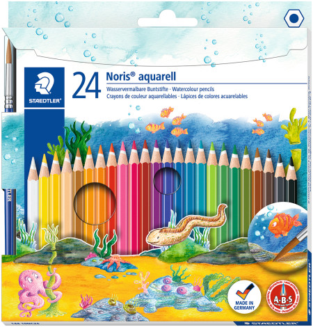 Staedtler Noris Club Aquarell Watercolour Pencils with Paint Brush (Pack of 24)