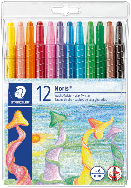 Staedtler Noris Club Wax Twister Crayons - Assorted Colours (Pack of 12)