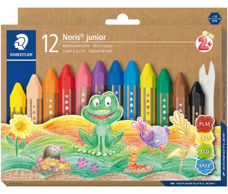 Staedtler Noris Junior Wax Crayons - Assorted Colours (Box of 12)