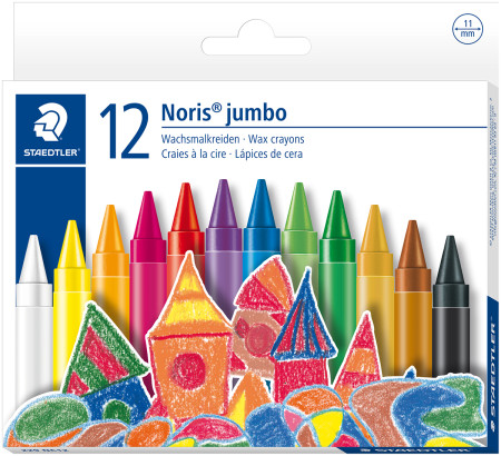 Staedtler Noris Club Jumbo Wax Crayons - Assorted Colours (Pack of 12)