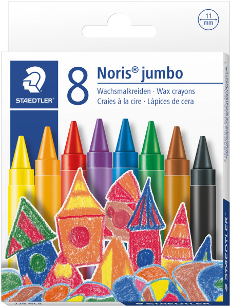 Staedtler Noris Club Jumbo Wax Crayons - Assorted Colours (Pack of 8)