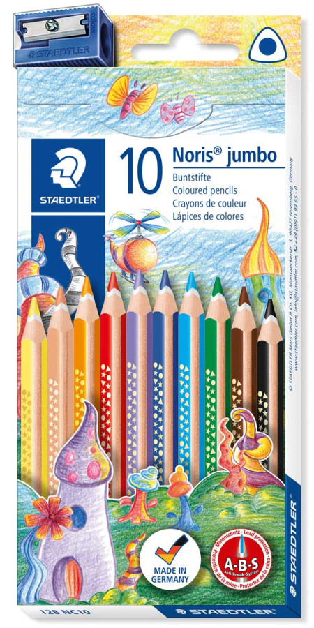 Staedtler Noris Jumbo Triplus Colouring Pencils - Assorted Colours (Pack of 10)