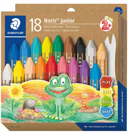 Staedtler Noris Junior Wax Crayons - Assorted Colours (Pack of 18)