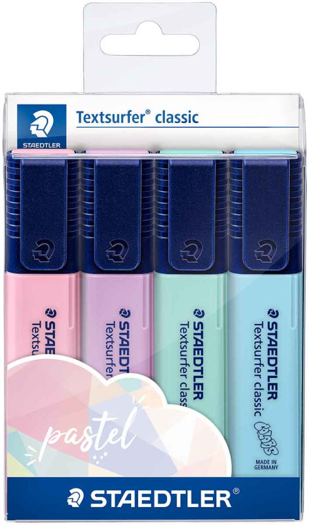 Staedtler Textsurfer Classic Highlighters - Assorted Pastel Colours (Wallet of 4)