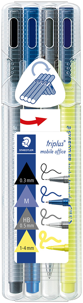 Staedtler Triplus Mobile Office Set - Assorted Colours (Pack of 4)