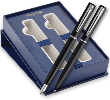 Waterman Allure Fountain & Ballpoint Pen Gift Set - Black Chrome Trim