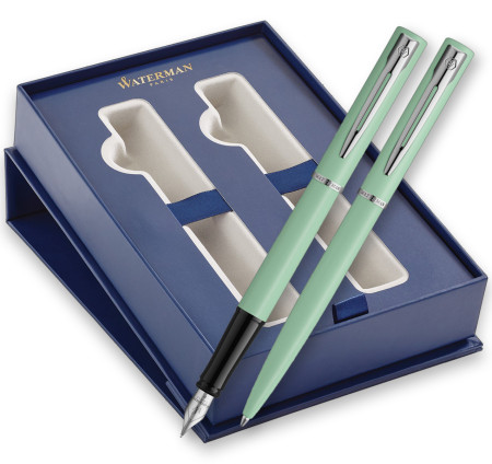 Waterman Allure Fountain & Ballpoint Pen Gift Set - Pastel Green Chrome Trim