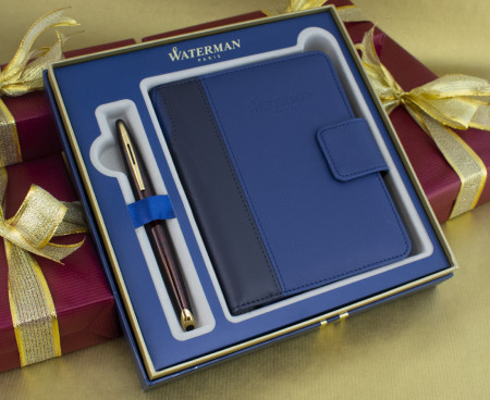 Waterman Carene Fountain Pen - Marine Amber Gold Trim in Luxury Gift Box with Free Personal Organiser