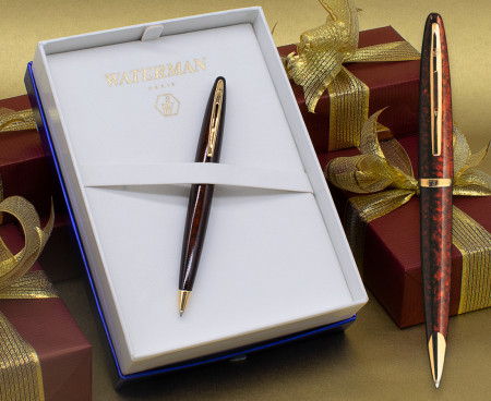 Waterman Carene Ballpoint Pen - Marine Amber Gold Trim in Luxury Gift Box