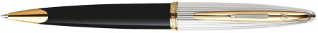 Waterman Carene Ballpoint Pen - Deluxe Black & Silver Gold Trim
