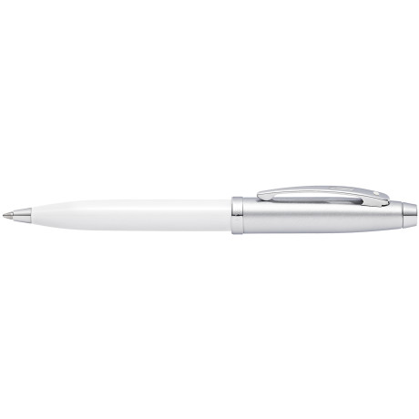 Sheaffer 100 Ballpoint Pen - White Lacquer Brushed Chrome - Picture 1
