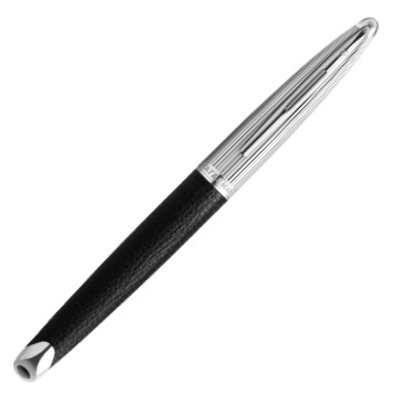 Waterman Carene Fountain Pen - Black Leather Chrome Trim - Picture 1