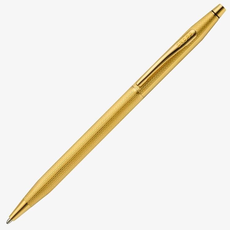 Cross Cross Classic Century Ballpoint Pen - 23KT Gold-plated Engraved Diamond Pattern with 23KT Gold-plated Trim