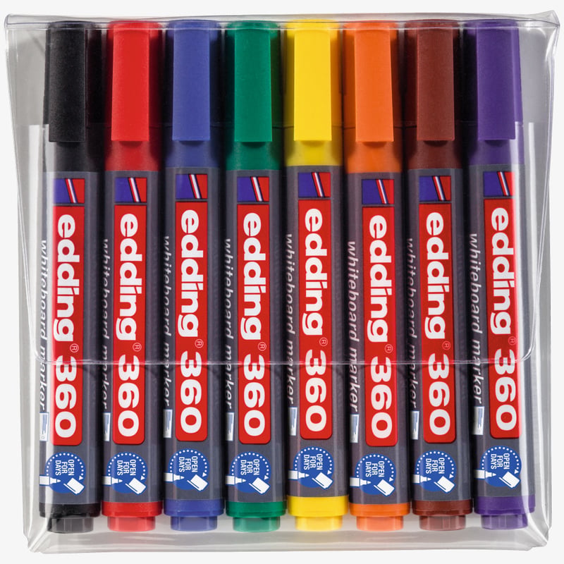 Edding Edding 360 Whiteboard Markers - Assorted Colours (Wallet of 8)