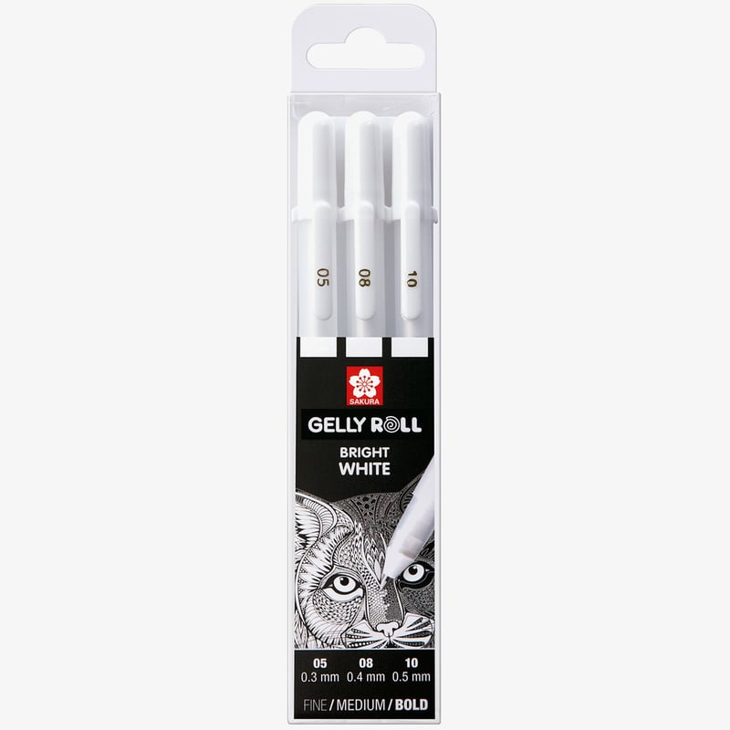 Sakura Sakura Gelly Roll Basic Gel Pens - Assorted Tip Sizes - White Set (Pack of 3)