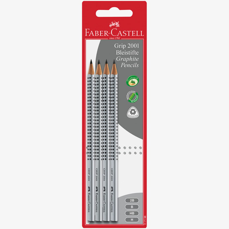 Faber-Castell Faber-Castell Grip 2001 Pencils - Assorted Grades (Pack of 4)