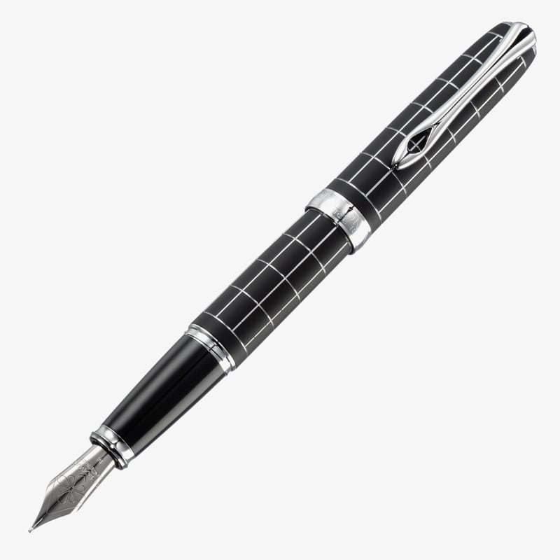 Diplomat Diplomat Excellence A+ Fountain Pen - Rhomb Guilloche Lapis Black