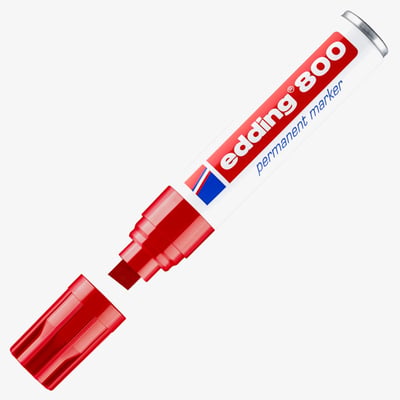 Edding 800 Permanent Marker - Chisel Tip - Broad - Red