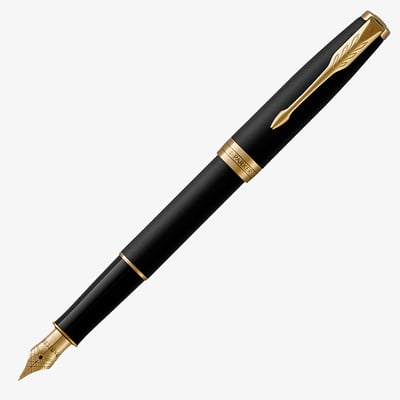 Parker Sonnet Fountain Pen - Matte Black Gold Trim